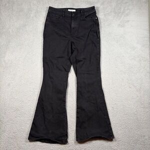 Elizabeth and James High Rise Flare Jeans Black Organic Cotton Stretch Sz 12/31